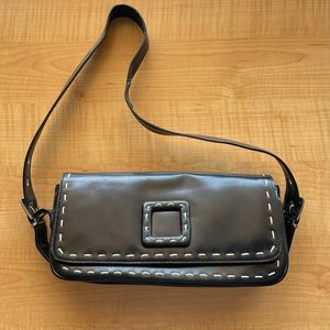 Vaneli black leather mini bag